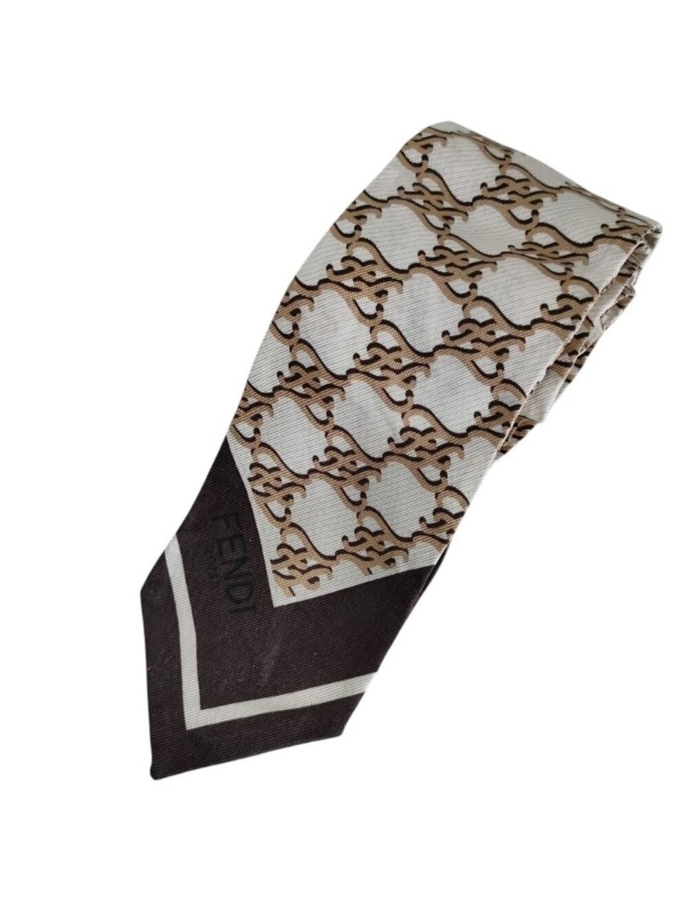 Fendi Lapis Silk Scarf Beige Brown